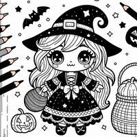 Adorable bruja página para colorear es un dibujo de Halloween para colorear gratis, con contornos negros claros y detalles fáciles de imprimir para niños. Abre el archivo PNG, imprímelo en A4 y úsalo en casa, en el jardín de infancia o en la escuela.