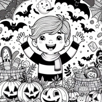 Halloween diversión para colorear niños es un dibujo de Halloween para colorear gratis, con contornos negros claros y detalles fáciles de imprimir para niños. Abre el archivo PNG, imprímelo en A4 y úsalo en casa, en el jardín de infancia o en la escuela.