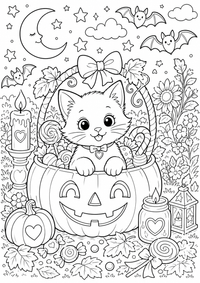 Halloween calabaza gato es un dibujo de Halloween para colorear gratis, con contornos negros claros y detalles fáciles de imprimir para niños. Abre el archivo PNG, imprímelo en A4 y úsalo en casa, en el jardín de infancia o en la escuela.
