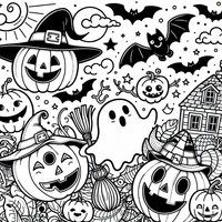 Halloween página para colorear es un dibujo de Halloween para colorear gratis, con contornos negros claros y detalles fáciles de imprimir para niños. Abre el archivo PNG, imprímelo en A4 y úsalo en casa, en el jardín de infancia o en la escuela.