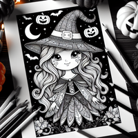 Adorable Halloween bruja página para colorear es un dibujo de Halloween para colorear gratis, con contornos negros claros y detalles fáciles de imprimir para niños. Abre el archivo PNG, imprímelo en A4 y úsalo en casa, en el jardín de infancia o en la escuela.