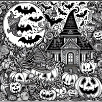 Halloween dibujo para colorear casa encantada con calabazas es un dibujo de Halloween para colorear gratis, con contornos negros claros y detalles fáciles de imprimir para niños. Abre el archivo PNG, imprímelo en A4 y úsalo en casa, en el jardín de infancia o en la escuela.