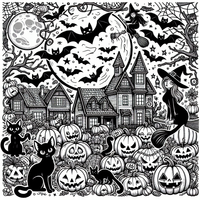 Halloween brujas y calabazas es un dibujo de Halloween para colorear gratis, con contornos negros claros y detalles fáciles de imprimir para niños. Abre el archivo PNG, imprímelo en A4 y úsalo en casa, en el jardín de infancia o en la escuela.