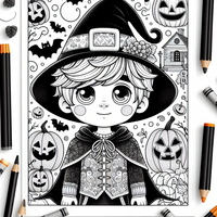 Encantado Halloween página para colorear es un dibujo de Halloween para colorear gratis, con contornos negros claros y detalles fáciles de imprimir para niños. Abre el archivo PNG, imprímelo en A4 y úsalo en casa, en el jardín de infancia o en la escuela.