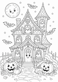 Haunted casa Halloween — página para colorir é uma página gratuita para colorir e imprimir em A4, com contornos pretos nítidos e áreas claras para colorir. Sem cadastro.