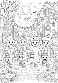 Trick Or Treat Halloween — página para colorir é uma página gratuita para colorir e imprimir em A4, com contornos pretos nítidos e áreas claras para colorir. Sem cadastro.