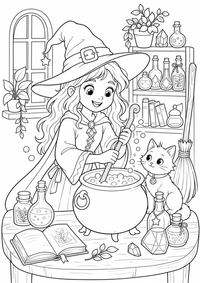 Witch Potion Halloween — página para colorir é uma página gratuita para colorir e imprimir em A4, com contornos pretos nítidos e áreas claras para colorir. Sem cadastro.