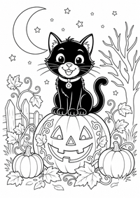 Cat com pumpkin — página para colorir é uma página gratuita para colorir e imprimir em A4, com contornos pretos nítidos e áreas claras para colorir. Sem cadastro.