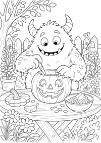 Witch village em night – detalhada cena — página para colorir é uma página gratuita para colorir e imprimir em A4, com contornos pretos nítidos e áreas claras para colorir. Sem cadastro.