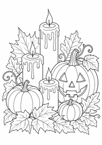 Halloween Kerzen ist ein kostenloses A4-Ausmalbild mit klaren schwarzen Konturen zum Ausdrucken.
