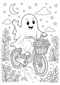 Freundliches Halloween Gespenst ist ein kostenloses A4-Ausmalbild mit klaren schwarzen Konturen zum Ausdrucken.