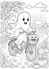 Freundliches Halloween Gespenst ist ein kostenloses A4-Ausmalbild mit klaren schwarzen Konturen zum Ausdrucken.