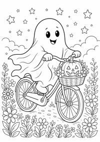 Freundliches Halloween Gespenst ist ein kostenloses A4-Ausmalbild mit klaren schwarzen Konturen zum Ausdrucken.