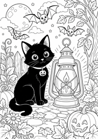 Cat lantern — página para colorir é uma página gratuita para colorir e imprimir em A4, com contornos pretos nítidos e áreas claras para colorir. Sem cadastro.