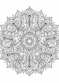 Pluma mandala es un dibujo de mandala para colorear gratis, con contornos negros claros y detalles fáciles de imprimir para niños. Abre el archivo PNG, imprímelo en A4 y úsalo en casa, en el jardín de infancia o en la escuela.