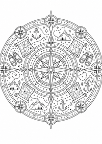 Brújula mandala es un dibujo de mandala para colorear gratis, con contornos negros claros y detalles fáciles de imprimir para niños. Abre el archivo PNG, imprímelo en A4 y úsalo en casa, en el jardín de infancia o en la escuela.
