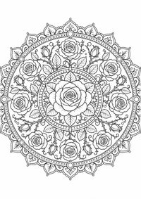 Rosas mandala es un dibujo de mandala para colorear gratis, con contornos negros claros y detalles fáciles de imprimir para niños. Abre el archivo PNG, imprímelo en A4 y úsalo en casa, en el jardín de infancia o en la escuela.