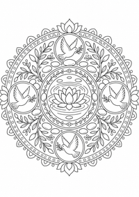 Paz mandala es un dibujo de mandala para colorear gratis, con contornos negros claros y detalles fáciles de imprimir para niños. Abre el archivo PNG, imprímelo en A4 y úsalo en casa, en el jardín de infancia o en la escuela.
