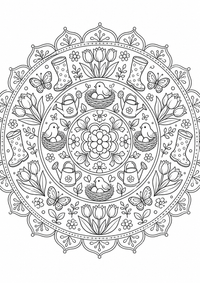 Primaveral mandala es un dibujo de mandala para colorear gratis, con contornos negros claros y detalles fáciles de imprimir para niños. Abre el archivo PNG, imprímelo en A4 y úsalo en casa, en el jardín de infancia o en la escuela.
