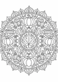 Otoño mandala es un dibujo de mandala para colorear gratis, con contornos negros claros y detalles fáciles de imprimir para niños. Abre el archivo PNG, imprímelo en A4 y úsalo en casa, en el jardín de infancia o en la escuela.