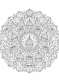 Cumpleaños mandala es un dibujo de mandala para colorear gratis, con contornos negros claros y detalles fáciles de imprimir para niños. Abre el archivo PNG, imprímelo en A4 y úsalo en casa, en el jardín de infancia o en la escuela.