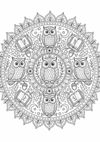Búhos mandala es un dibujo de mandala para colorear gratis, con contornos negros claros y detalles fáciles de imprimir para niños. Abre el archivo PNG, imprímelo en A4 y úsalo en casa, en el jardín de infancia o en la escuela.