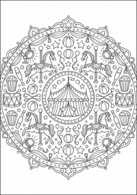 Circo mandala es un dibujo de mandala para colorear gratis, con contornos negros claros y detalles fáciles de imprimir para niños. Abre el archivo PNG, imprímelo en A4 y úsalo en casa, en el jardín de infancia o en la escuela.
