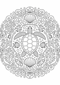 Ozean Mandala est un coloriage Mandalas gratuit a imprimer en A4 avec des contours noirs nets.