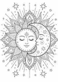 मंडला : Sonne Mond मंडला — कलरिंग पेज एक मुफ्त A4 कलरिंग पेज है, जिसमें स्पष्ट काली रूपरेखाएँ और रंग भरने के लिए साफ़ क्षेत्र हैं। पंजीकरण आवश्यक नहीं।