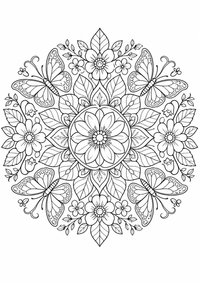 Mandala Natur ist ein kostenloses A4-Ausmalbild mit klaren schwarzen Konturen zum Ausdrucken.