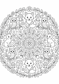 Mandala animales del bosque corona de flores es un dibujo de mandala para colorear gratis, con contornos negros claros y detalles fáciles de imprimir para niños. Abre el archivo PNG, imprímelo en A4 y úsalo en casa, en el jardín de infancia o en la escuela.
