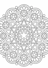 Geometrisches तारा मंडला — कलरिंग पेज एक मुफ्त A4 कलरिंग पेज है, जिसमें स्पष्ट काली रूपरेखाएँ और रंग भरने के लिए साफ़ क्षेत्र हैं। पंजीकरण आवश्यक नहीं।