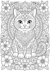 Cat मंडला — कलरिंग पेज एक मुफ्त A4 कलरिंग पेज है, जिसमें स्पष्ट काली रूपरेखाएँ और रंग भरने के लिए साफ़ क्षेत्र हैं। पंजीकरण आवश्यक नहीं।