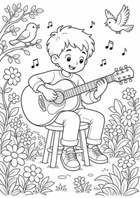 Gitarre Ausmalbild ist ein kostenloses Musik und Instrumente Ausmalbild mit klaren schwarzen Konturen zum Ausdrucken auf A4.