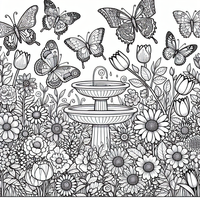 Alegre mariposas en el jardín de flores es un dibujo de naturaleza para colorear gratis, con contornos negros claros y detalles fáciles de imprimir para niños. Abre el archivo PNG, imprímelo en A4 y úsalo en casa, en el jardín de infancia o en la escuela.