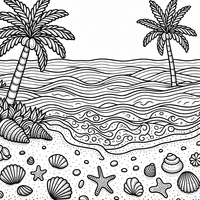 Playa y olas del mar es un dibujo de naturaleza para colorear gratis, con contornos negros claros y detalles fáciles de imprimir para niños. Abre el archivo PNG, imprímelo en A4 y úsalo en casa, en el jardín de infancia o en la escuela.