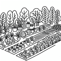 Jardín página para colorear es un dibujo de naturaleza para colorear gratis, con contornos negros claros y detalles fáciles de imprimir para niños. Abre el archivo PNG, imprímelo en A4 y úsalo en casa, en el jardín de infancia o en la escuela.