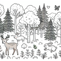 Animales del bosque página para colorear es un dibujo de naturaleza para colorear gratis, con contornos negros claros y detalles fáciles de imprimir para niños. Abre el archivo PNG, imprímelo en A4 y úsalo en casa, en el jardín de infancia o en la escuela.