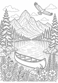 Alpensee Natur Ausmalbild est un coloriage Natur gratuit a imprimer en A4 avec des contours noirs nets.