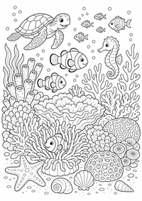 Coral Reef Natur — कलरिंग पेज एक मुफ्त A4 कलरिंग पेज है, जिसमें स्पष्ट काली रूपरेखाएँ और रंग भरने के लिए साफ़ क्षेत्र हैं। पंजीकरण आवश्यक नहीं।