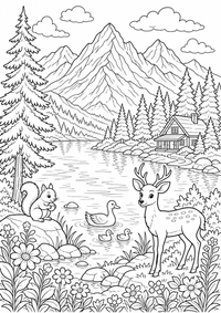 Mountain Lake Natur — कलरिंग पेज एक मुफ्त A4 कलरिंग पेज है, जिसमें स्पष्ट काली रूपरेखाएँ और रंग भरने के लिए साफ़ क्षेत्र हैं। पंजीकरण आवश्यक नहीं।