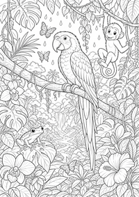 Naturaleza selva tropical copas de árboles loro es un dibujo de naturaleza para colorear gratis, con contornos negros claros y detalles fáciles de imprimir para niños. Abre el archivo PNG, imprímelo en A4 y úsalo en casa, en el jardín de infancia o en la escuela.