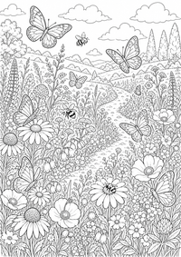 Naturaleza pradera de flores mariposas es un dibujo de naturaleza para colorear gratis, con contornos negros claros y detalles fáciles de imprimir para niños. Abre el archivo PNG, imprímelo en A4 y úsalo en casa, en el jardín de infancia o en la escuela.