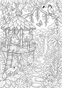 Naturaleza selva tropical copas de árboles es un dibujo de naturaleza para colorear gratis, con contornos negros claros y detalles fáciles de imprimir para niños. Abre el archivo PNG, imprímelo en A4 y úsalo en casa, en el jardín de infancia o en la escuela.