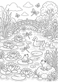 Naturaleza estanque de nenúfares libélulas es un dibujo de naturaleza para colorear gratis, con contornos negros claros y detalles fáciles de imprimir para niños. Abre el archivo PNG, imprímelo en A4 y úsalo en casa, en el jardín de infancia o en la escuela.