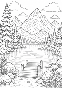 Mountain Lake के साथ Fir Trees — कलरिंग पेज एक मुफ्त A4 कलरिंग पेज है, जिसमें स्पष्ट काली रूपरेखाएँ और रंग भरने के लिए साफ़ क्षेत्र हैं। पंजीकरण आवश्यक नहीं।