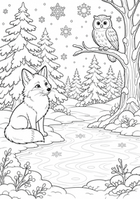 सर्दी जंगल fox — कलरिंग पेज एक मुफ्त A4 कलरिंग पेज है, जिसमें स्पष्ट काली रूपरेखाएँ और रंग भरने के लिए साफ़ क्षेत्र हैं। पंजीकरण आवश्यक नहीं।
