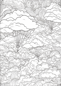 Muchas nubes es un dibujo de naturaleza para colorear gratis, con contornos negros claros y detalles fáciles de imprimir para niños. Abre el archivo PNG, imprímelo en A4 y úsalo en casa, en el jardín de infancia o en la escuela.