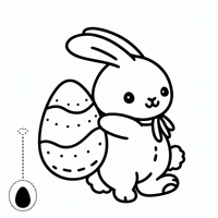 Conejo de Pascua con huevo de Pascua es un dibujo de Pascua para colorear gratis, con contornos negros claros y detalles fáciles de imprimir para niños. Abre el archivo PNG, imprímelo en A4 y úsalo en casa, en el jardín de infancia o en la escuela.