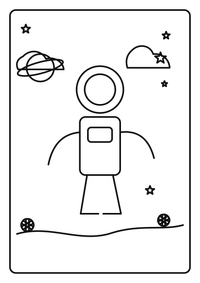 Astronauta saluda en el espacio es un dibujo de espacio para colorear gratis, con contornos negros claros y detalles fáciles de imprimir para niños. Abre el archivo PNG, imprímelo en A4 y úsalo en casa, en el jardín de infancia o en la escuela.